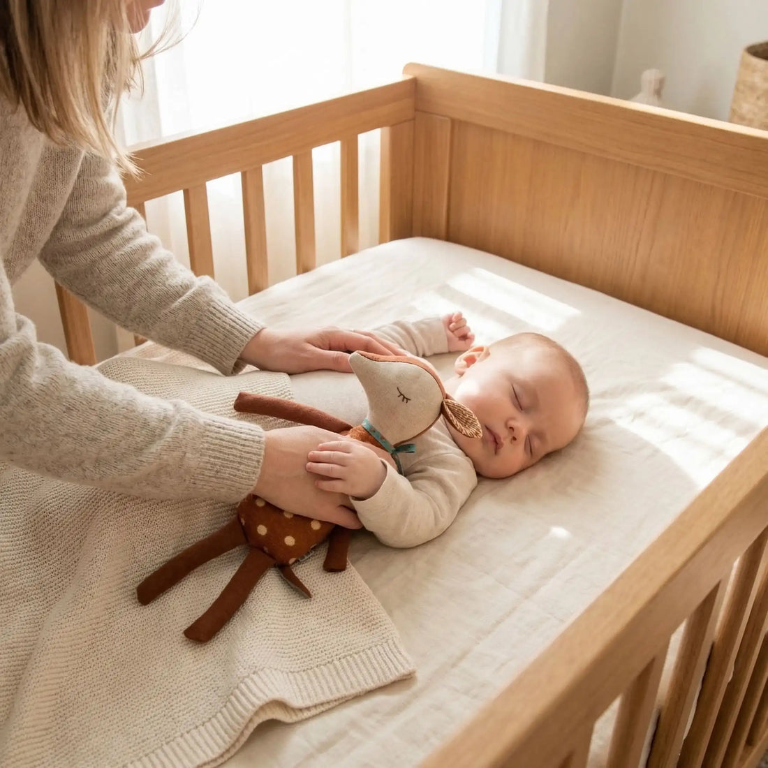Doudou — bébé endormi paisiblement dans sa chambre à l'heure idéale du coucher.