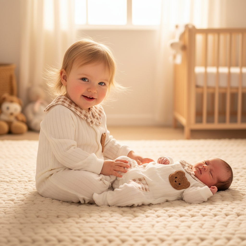 Combinaison bébé URSA™ — deux sœurs en pyjama, tailles 59 à 90 cm