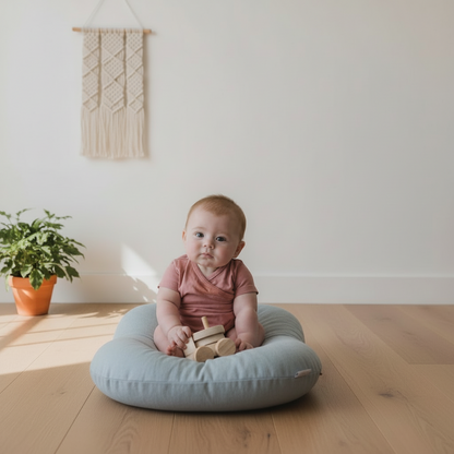 Couffin MAËLIE™ couleur bleu pâle ardoise bébé assis jouets bois 