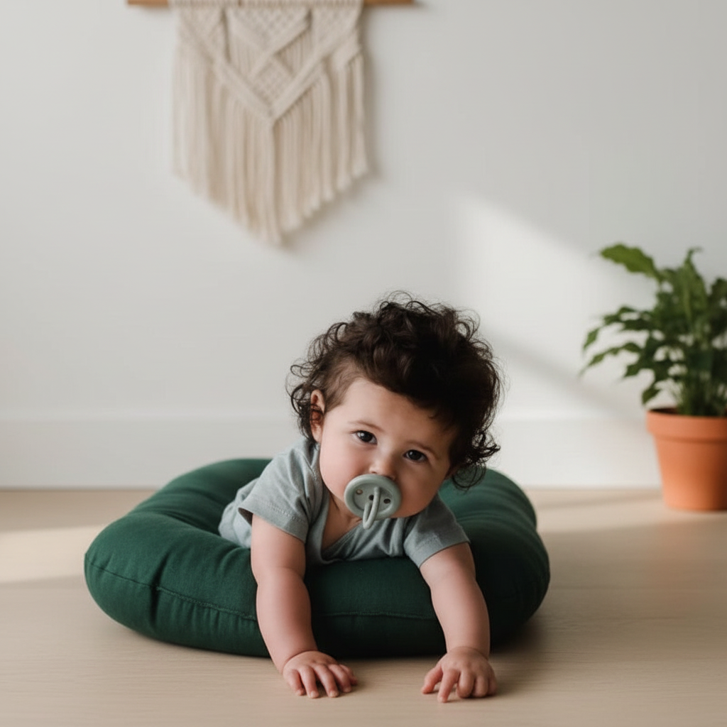 Couffin MAËLIE™ couleur vert forêt bébé décor boho chic nordique