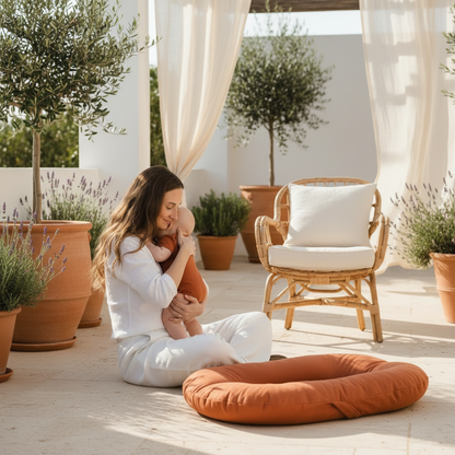 Couffin MAËLIE™ maman terrasse extérieure boho chic