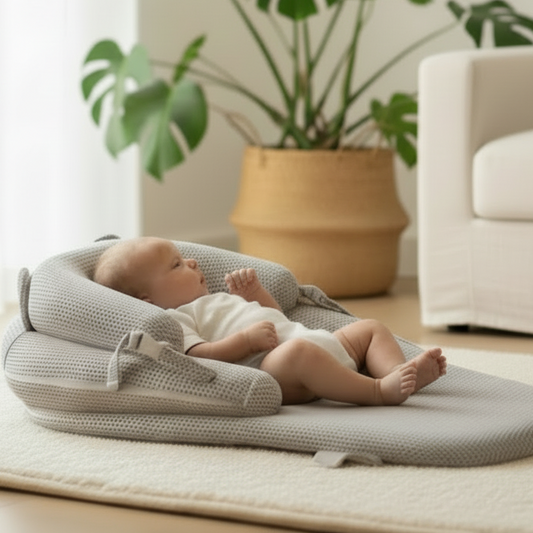 Couffin ADAPTÉO™ – nid bébé modulaire anti-régurgitation, bébé seul, décor boho-nordique