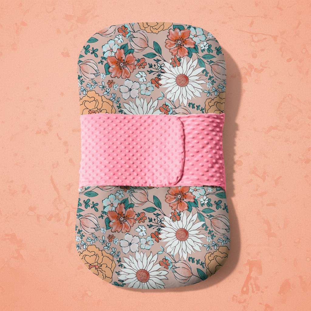Couffin bébé Floridor™ modèle Fleur Peinture – double-face 4 saisons lavable en machine

