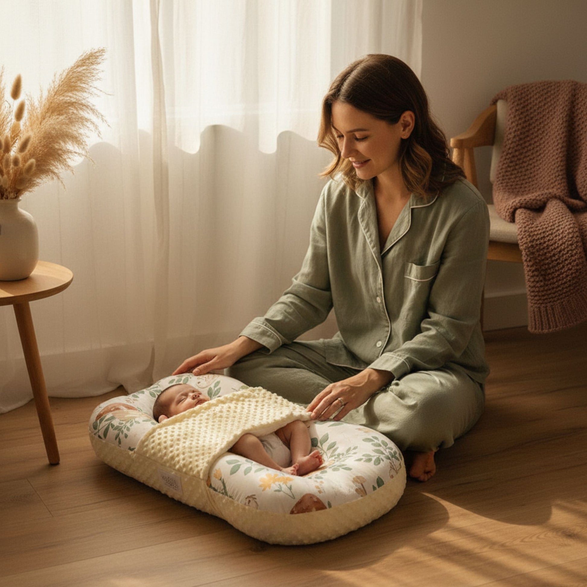Couffin bébé Floridor™ – vue détail tissu respirant et sangle minky douce