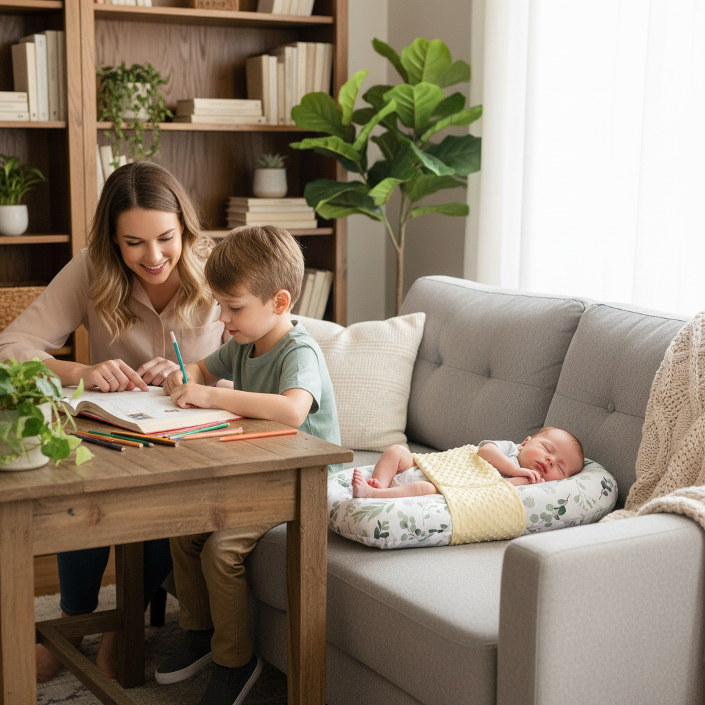 Couffin bébé Floridor™ – famille sereine bande minky variation 4 saisons