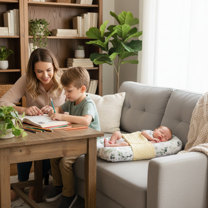 Couffin bébé Floridor™ – famille sereine bande minky variation 4 saisons