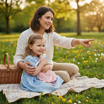 Doudou bébé fille Aurore parc jeu éveil sensoriel manipulation
