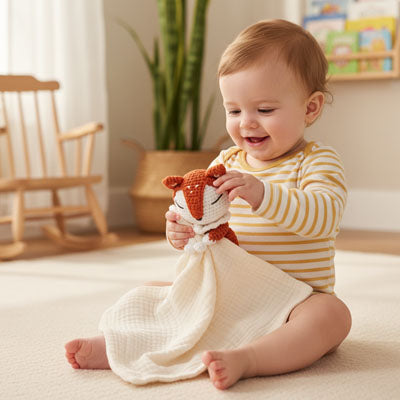 Doudou bébé Rusty™ textures variées stimulation tactile