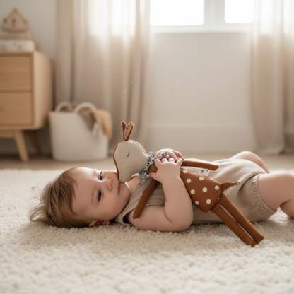 Doudou BambiCerf coton biologique - Compagnon apaisant pour bébé