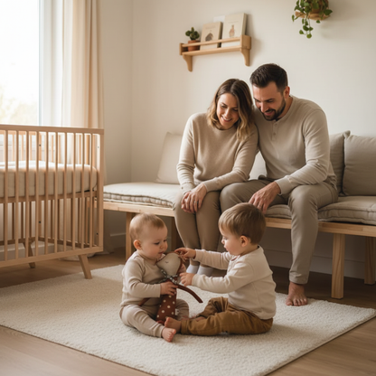 DOUDOU-Famille avec doudou BambiCerf - Moment tendresse partage frères parents