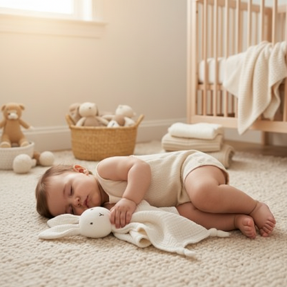 Doudou lapin Lapy texture apaisante gaze coton respirante tout doux bébé
