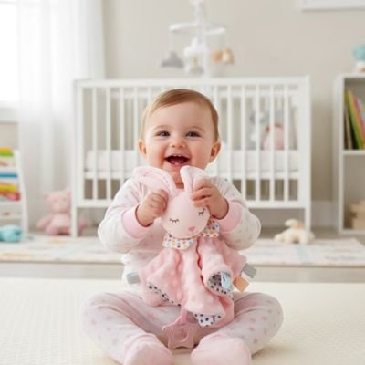 Doudou lapin rose Rosy™ pour bébé - peluche apaisante hypoallergénique