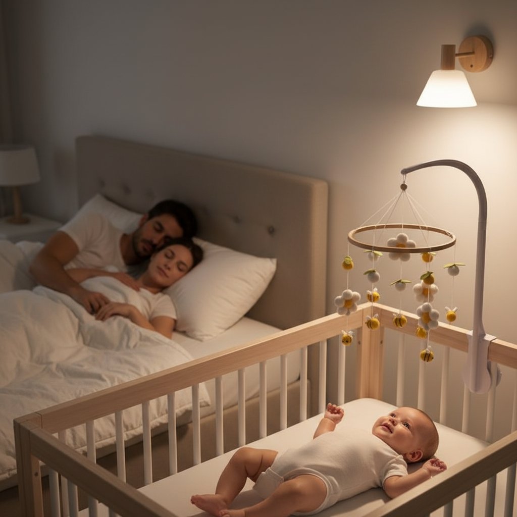 Mobile bébé Abeilledor favorisant les nuits paisibles - bébé dort seul pendant que les parents se reposent