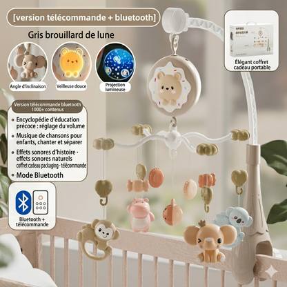 Mobile bébé DOUCEOPRO™ gris– télécommande et Bluetooth pour plus de liberté