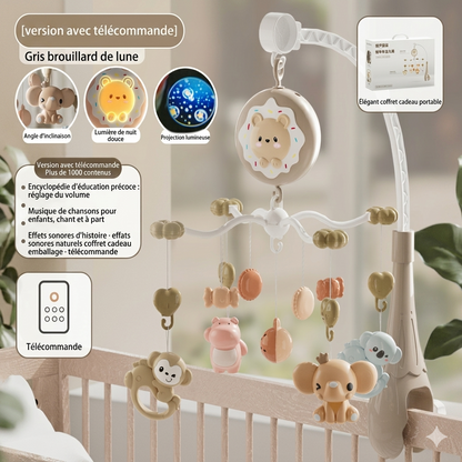 Mobile bébé DOUCEOPRO™  gris– télécommande  pour plus de liberté
