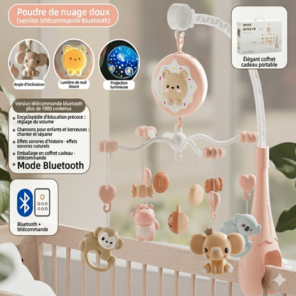 Mobile bébé DOUCEOPRO™  rose– télécommande et Bluetooth pour plus de liberté