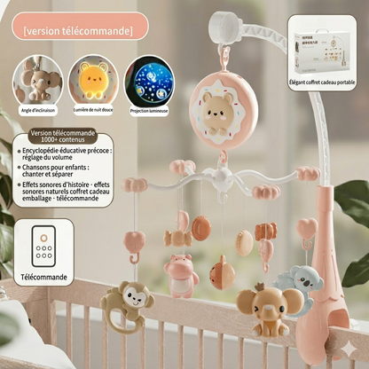 Mobile bébé DOUCEOPRO™  rose– télécommande  pour plus de liberté
