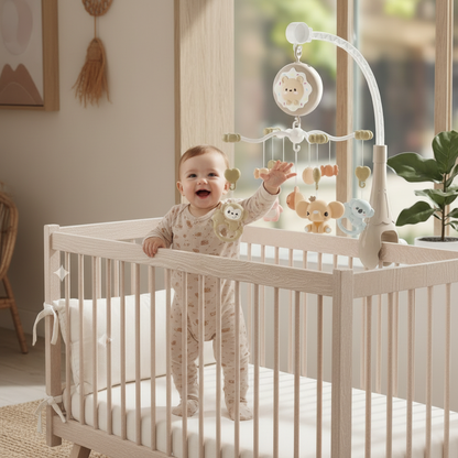 Mobile bébé DOUCEOPRO™ – bébé debout heureux avec son mobile