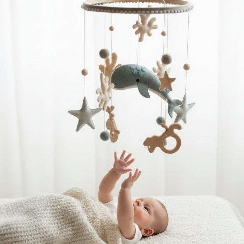 Mobile lit bébé WHALY™ - rituel coucher bébé emmailloté couverture douce