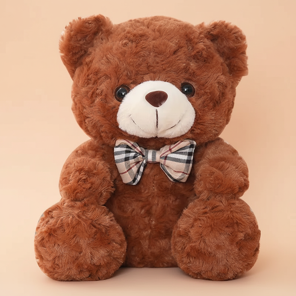 Ours en peluche BisouNœud™ bronze - doudou nœud papillon cousu main cadeau bébé Pour Poupon
