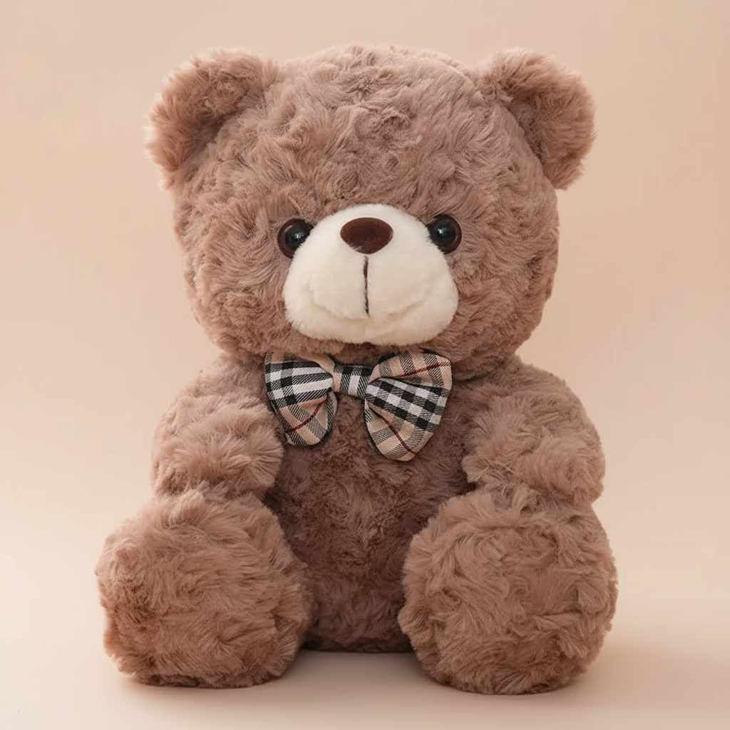 Ours en peluche BisouNœud™ gris - peluche ultra-douce coton PP sans pièces détachables
