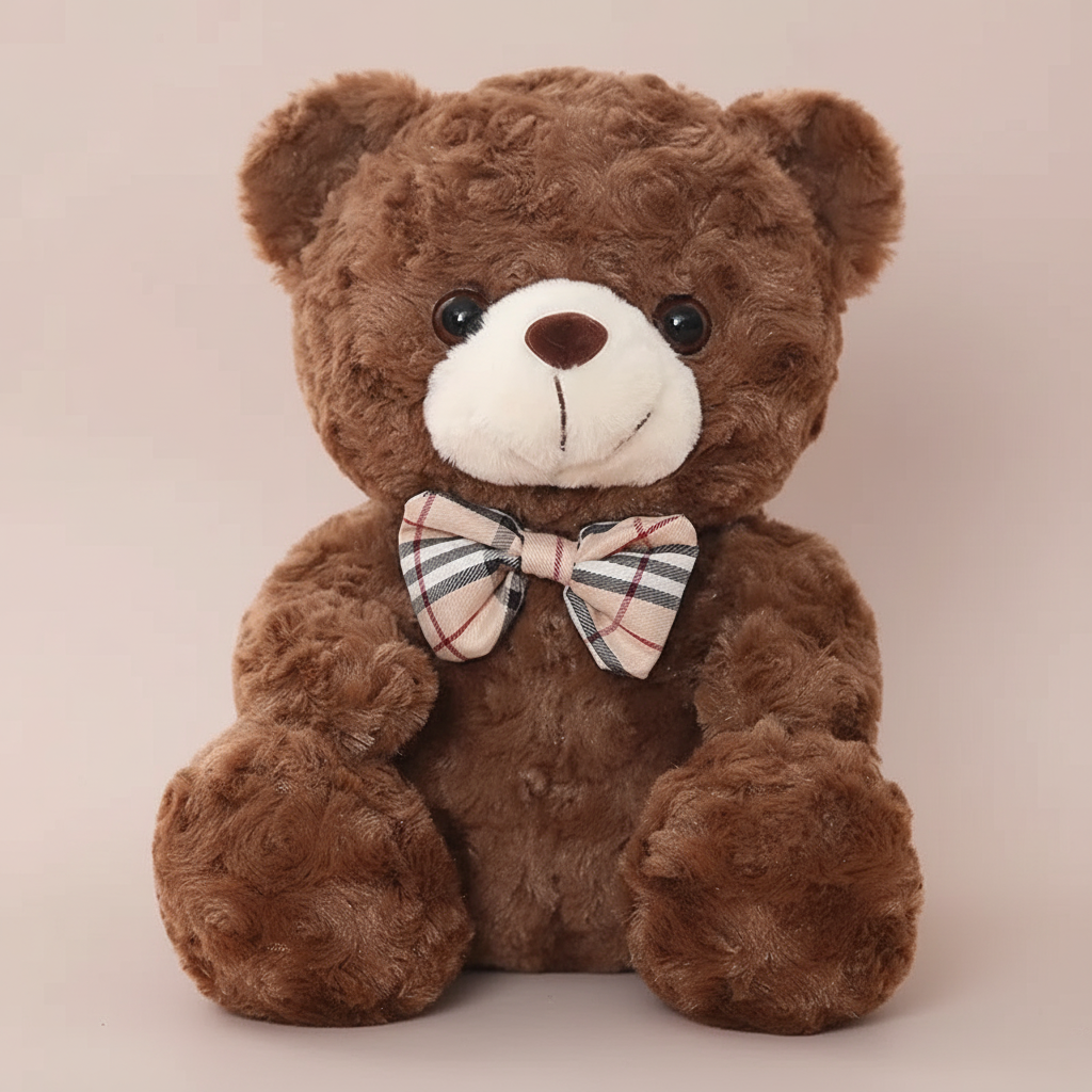 Ours en peluche BisouNœud™ marron foncé - peluche douce nœud papillon pour bébé et enfant
