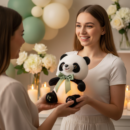 Peluche qui respire PANDOR™ – cadeau baby shower panda apaisant veilleuse berceuse