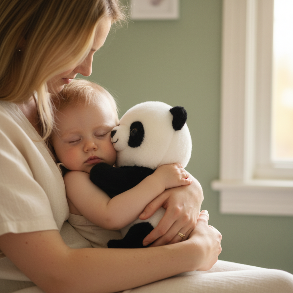 Peluche qui respire PANDOR™ – maman et bébé câlin ensemble doudou panda