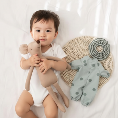 Peluche souris FARFOUILLE™ 35cm avec vêtement amovible - enfant
