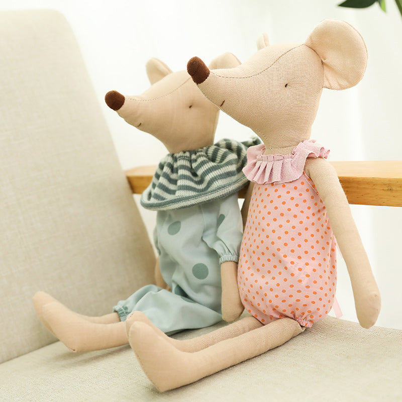 Peluche souris FARFOUILLE™ doudou coton-lin design scandinave