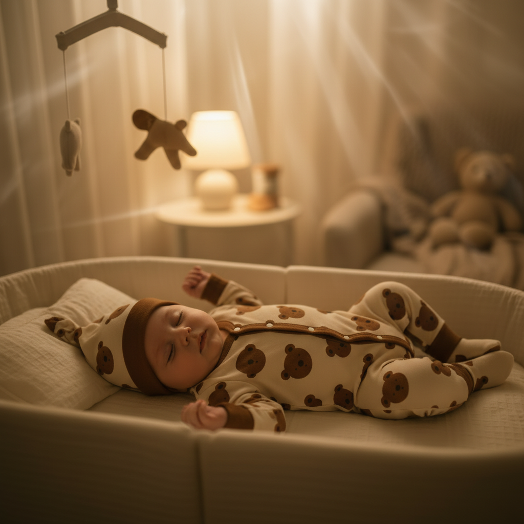Pyjama Bébé pour Nouveau-né dormant paisiblement avec bonnet assorti au pyjama - Protection et chaleur pour nuits sereines