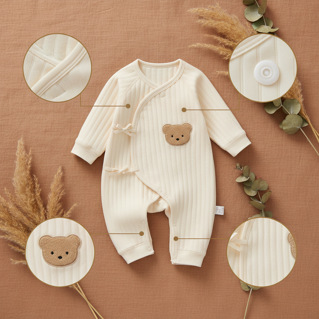 Pyjama bébé Nounours™ peau sensible - coton 100% naturel côtelé doux comme une caresse