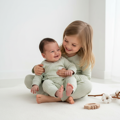 Pyjama bébé Papillôn™ déplié à plat coutures sans os boutons-pression résine POM tour de ventre double couche coton naturel