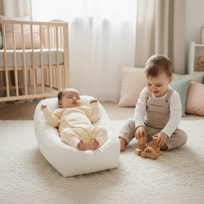 Pyjama bébé Papillôn™ nouveau-né endormi dans cocon blanc pieds nus coton bio certifié Oeko-Tex printemps automne