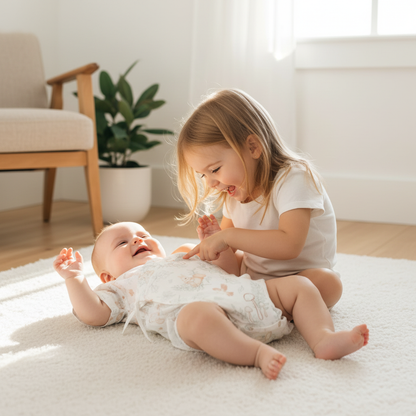Pyjama bébé CASSENOIX™ bébé et grande sœur motif forêt enchanté