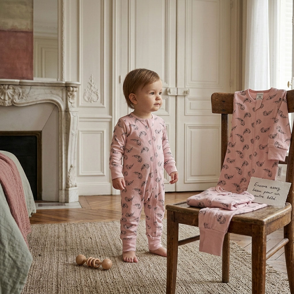 Pyjama bébé fille accompagne bébé de ses premiers mois jusqu’à ses premiers pas.