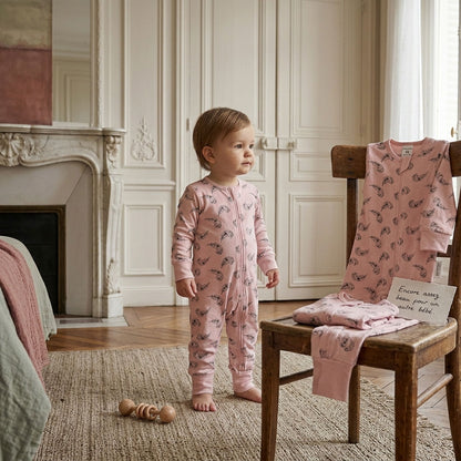 Pyjama bébé fille accompagne bébé de ses premiers mois jusqu’à ses premiers pas.