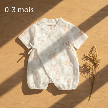 Pyjama bébé CASSENOIX™ gaze de bambou motif forêt enchanté taille 0-3 mois
