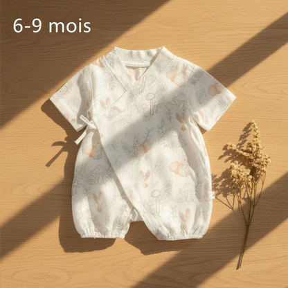 Pyjama bébé CASSENOIX™ gaze de bambou motif forêt enchanté taille 6-9 mois