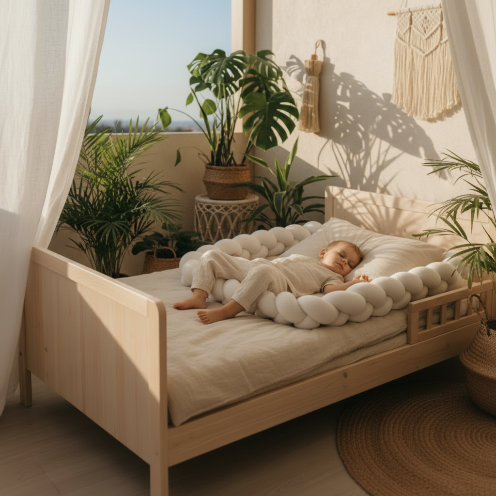 Réducteur de lit BLANCO™ – objet transitionnel boho pour la nurserie