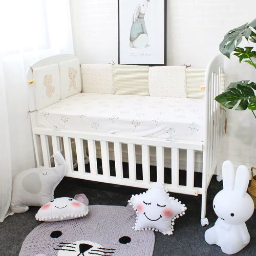Tour de lit bébé blanc oursons sécurisé