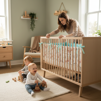 Tour de lit bébé Ourselin™ — installation facile en moins de 5 minutes avec rubans