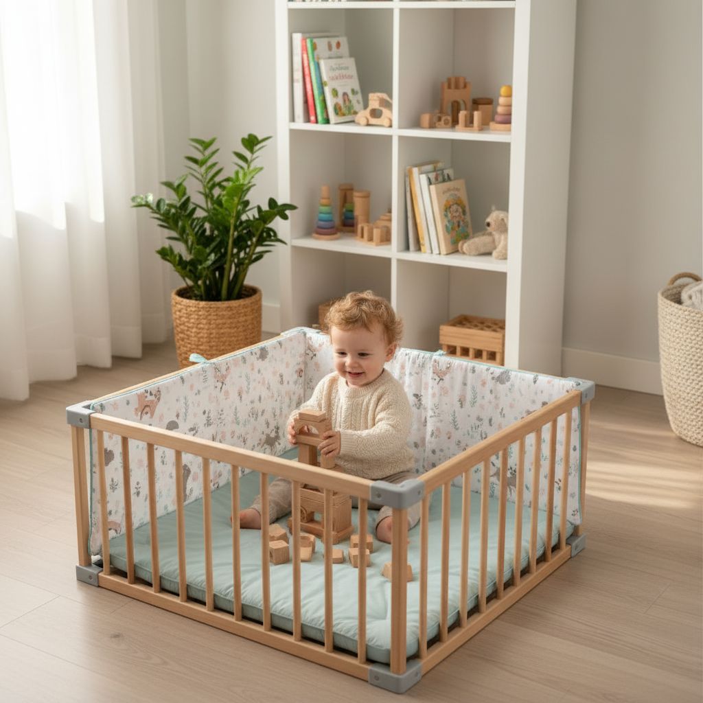 Tour de lit bébé Ourselin™ — compatible parc, berceau et lit évolutif