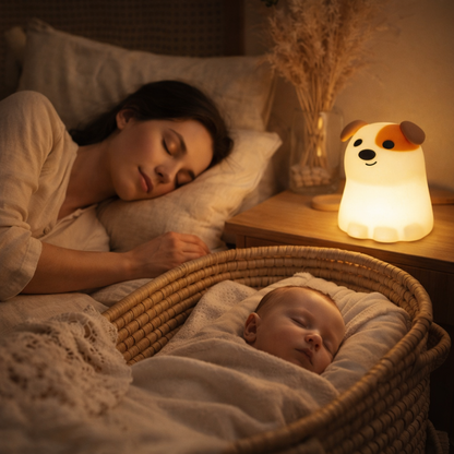 Veilleuse enfant Ouaféclat™ - Maman et bébé endormis dans couffin