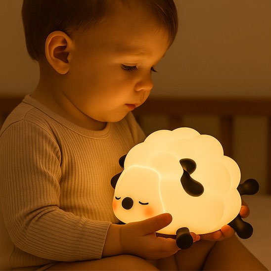 Veilleuse bébé mouton LED rechargeable USB avec intensité réglable