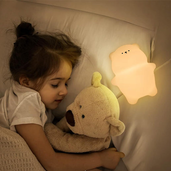 Veilleuse ourson rechargeable - Design silicone doux et sécuritaire