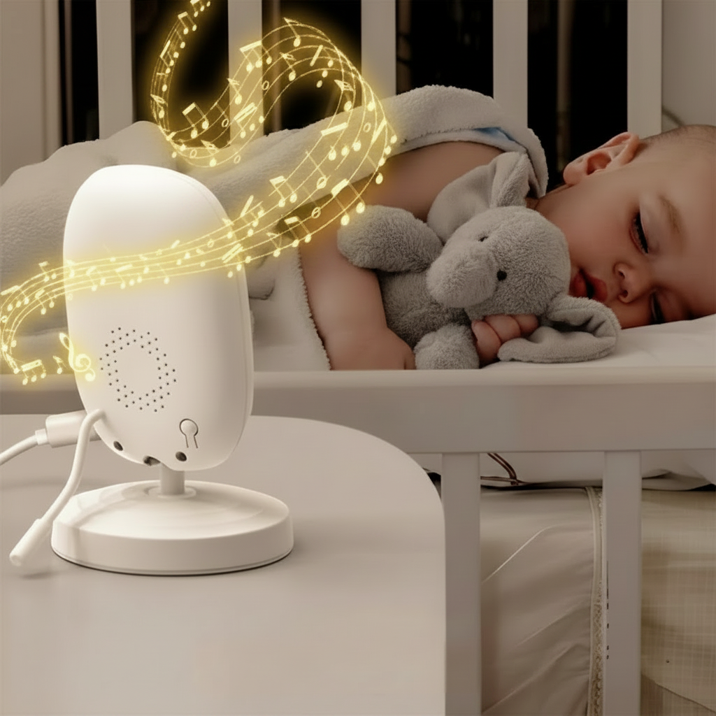 Babyphone caméra de surveillance bébé avec vision nocturne infrarouge activée pour une sécurité totale dans l'obscurité.