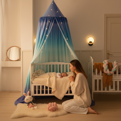 baldaquin lit bebe ambiance chambre lumineuse