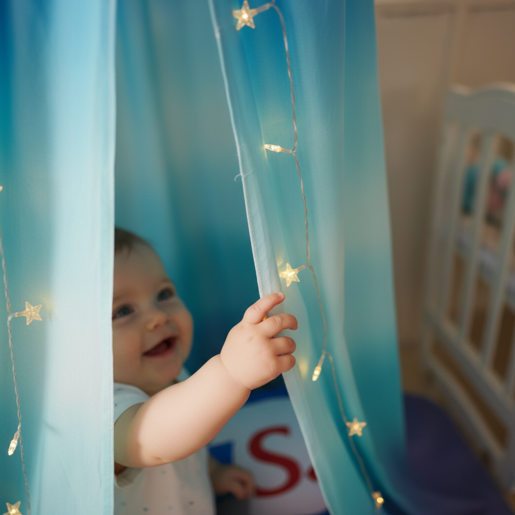 baldaquin lit bebe guirlande lumineuse etoiles