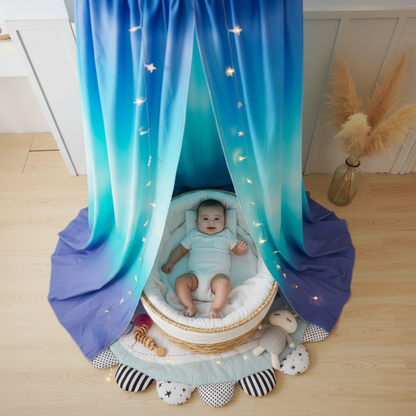baldaquin lit bebe vue du dessus rond